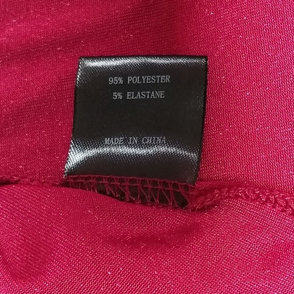 Women's Large Crimson Red Crushed Velvet Empire Waist Long Sleeve Mini Dress - Picture 5 of 8